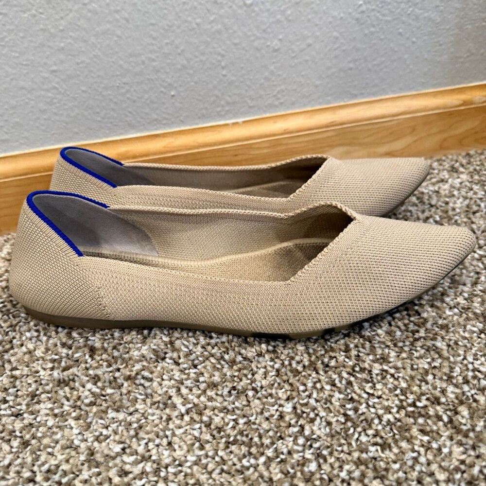 Rothy’s Beige Knit Pointed Toe Slip On Flat Comfort Lightweight Women’s US 8